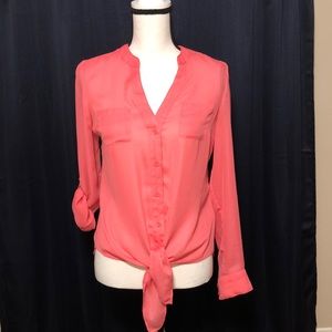 Pretty pink knot front blouse.